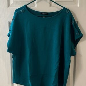 Cable & Gauge Teal Blouse with Button Accents